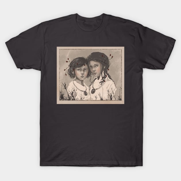 Sisters Vintage Illustration T-Shirt by Nekoyukki